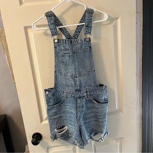 H&M Denim Overalls Shortalls Distressed Size 8